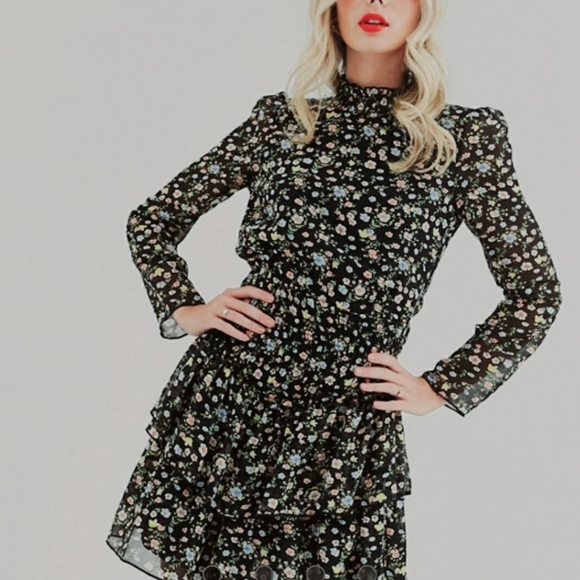 Floral chiffon mini dress
